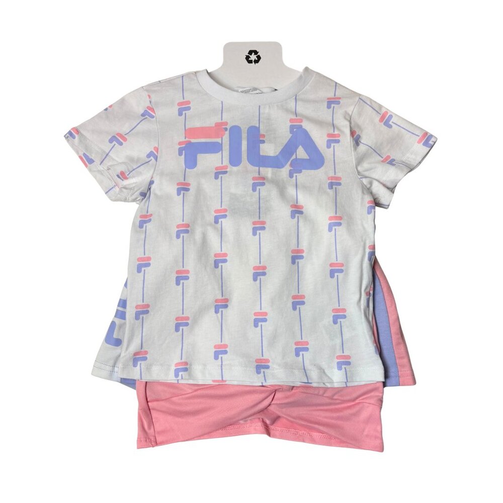 Fila Girls’ 3-Piece Summer Set – Pink, Purple & White